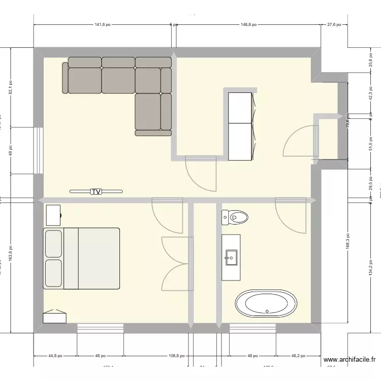 Maison St-Jérome (sous-sol). Plan de 5 Pièces et 47 m² Maison St-Jérome (sous-sol). Plan de 5 Pièces et 47 m²