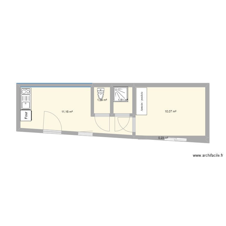Appartement T2 - sur dependance. Plan de 5 pièces et 24 m2