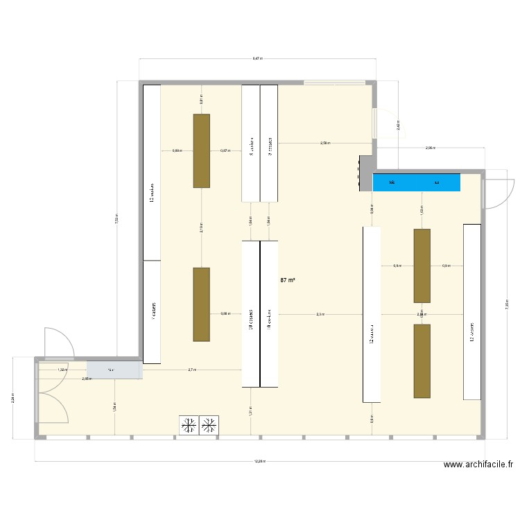 Vestiaire_4. Plan de 1 pièce et 87 m2