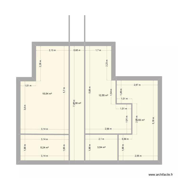 salle jeu. Plan de 6  et 56 m²