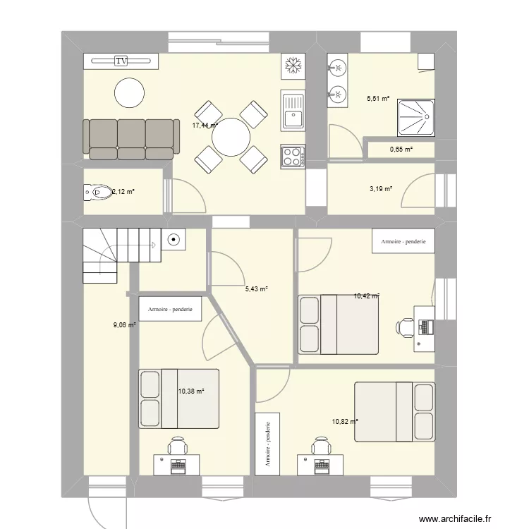 Bel Air RDC. Plan de 10 Pièces et 75 m² Bel Air RDC. Plan de 10 Pièces et 75 m²