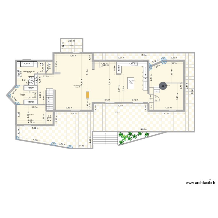 SANARY REZ DE CHAUSSEE PISCINE FINAL avec cotations. Plan de 14 pièces et 272 m2