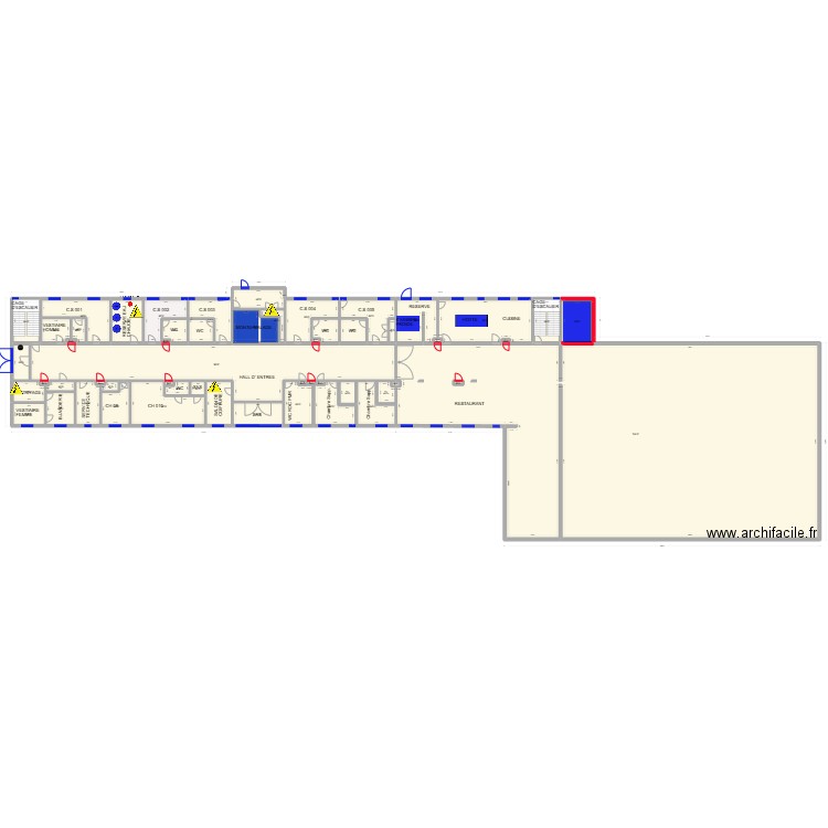 ANNEXE Côté Droit. Plan de 150 pièces et 3128 m2