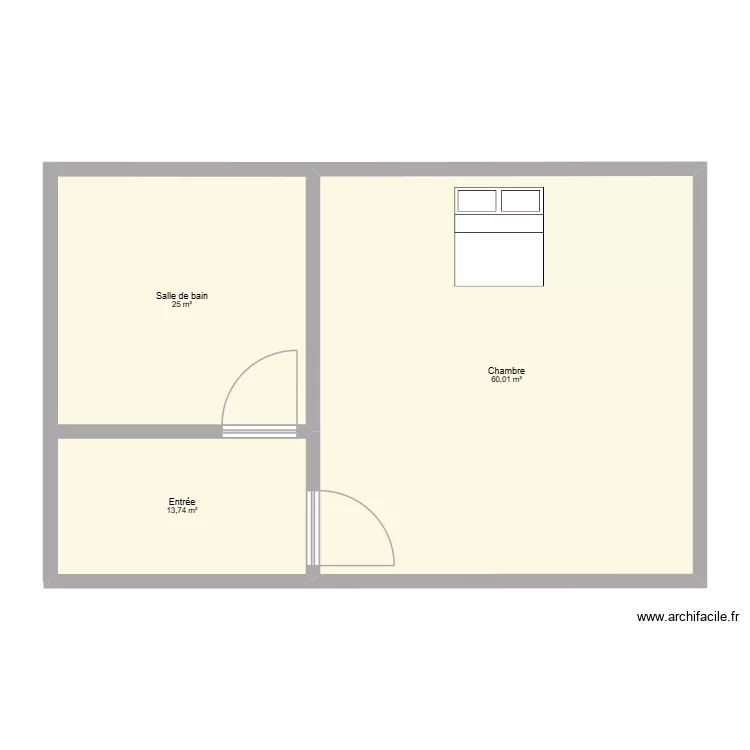 Chambre. Plan de 3  et 99 m²
