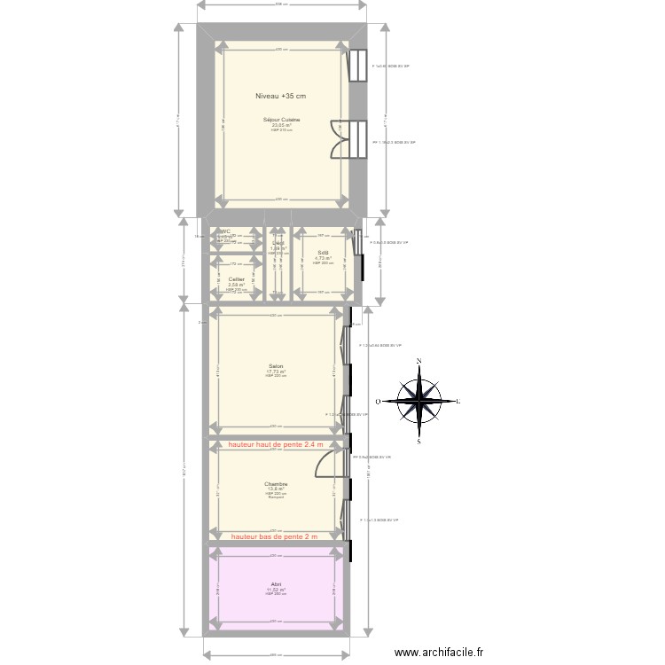 ANDRIEUX. Plan de 8 pièces et 77 m2