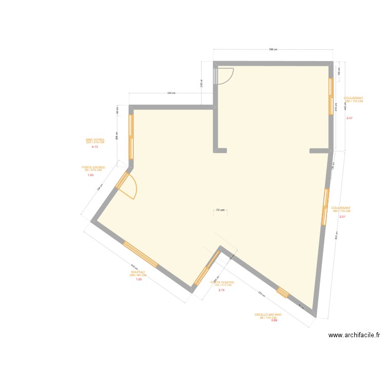 plan aure 10. Plan de 1 pièce et 93 m2