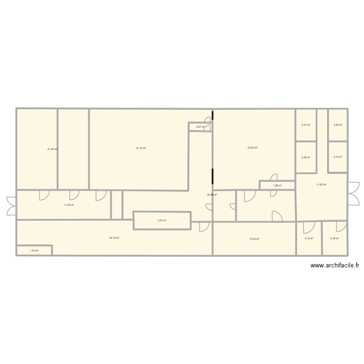 Culture cellulaire. Plan de 18 pièces et 176 m2