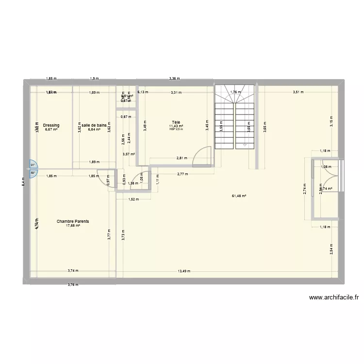 projet 1. Plan de 13  et 173 m²