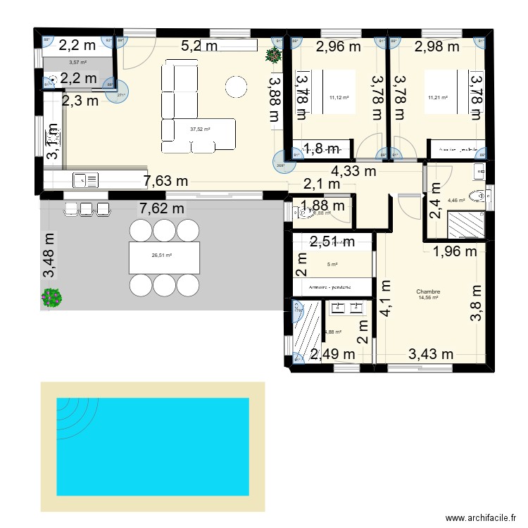 maison. Plan de 10 pièces et 121 m2