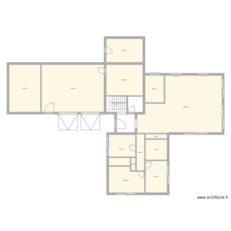 Camus 1. Plan de 14 pièces et 233 m2