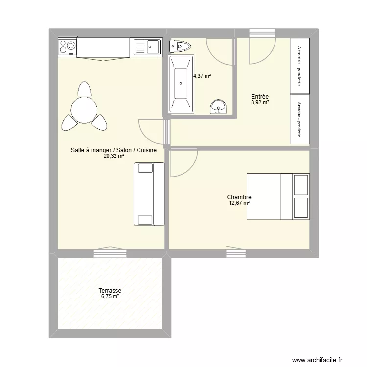 21 chemin cordeau. Plan de 5  et 53 m²