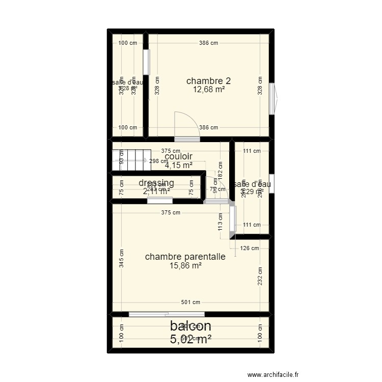 Projet akz maison famille 2. Plan de 7 pièces et 46 m2
