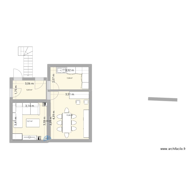 Maison nouvelle vie. Plan de 5 pièces et 39 m2