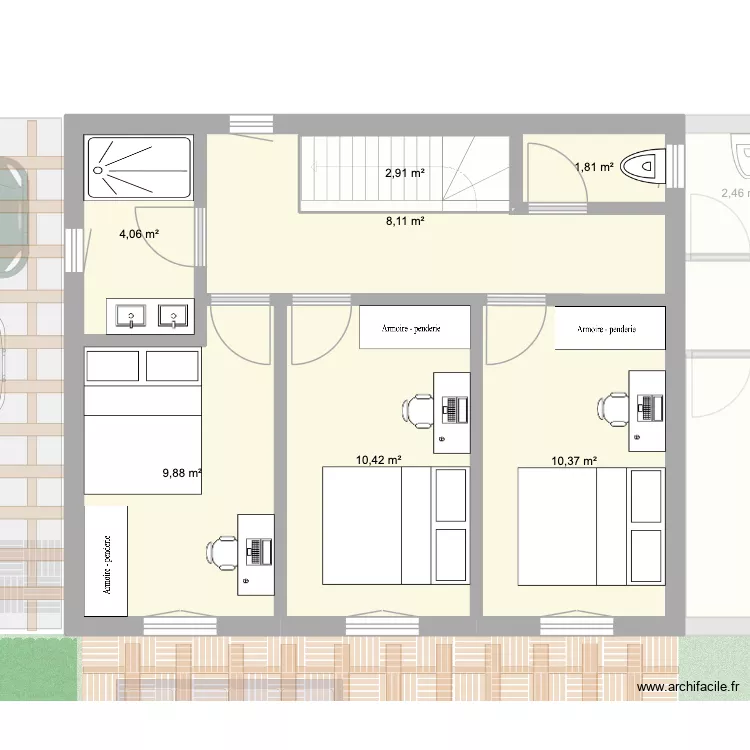 maison terrain en pente. Plan de 13  et 140 m²