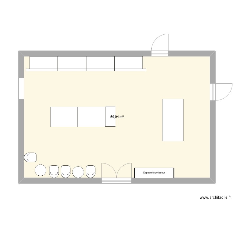 Franchise Type 3. Plan de 1 pièce et 50 m2
