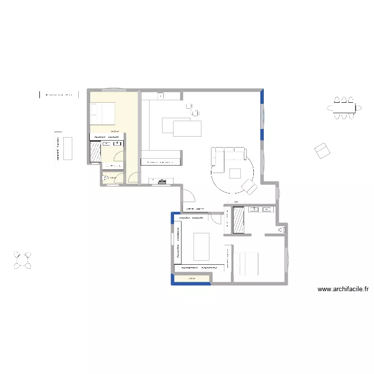 moins de chambre. Plan de 