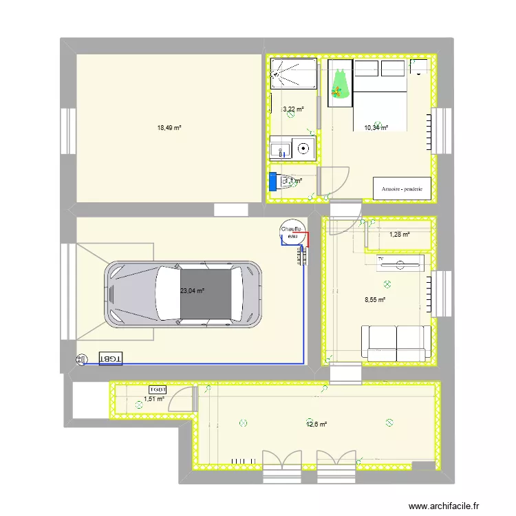plan st genis sous sol. Plan de 11 pièces et 108 m²