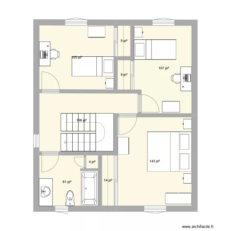 FG-50B-2. Plan de 9 pièces et 52 m²