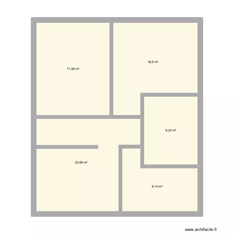 Etage vide. Plan de 5  et 73 m²