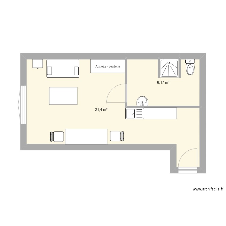 OGF - Appartement Orange. Plan de 2 pièces et 28 m2
