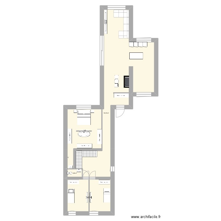 saint leger. Plan de 2 pièces et 137 m2