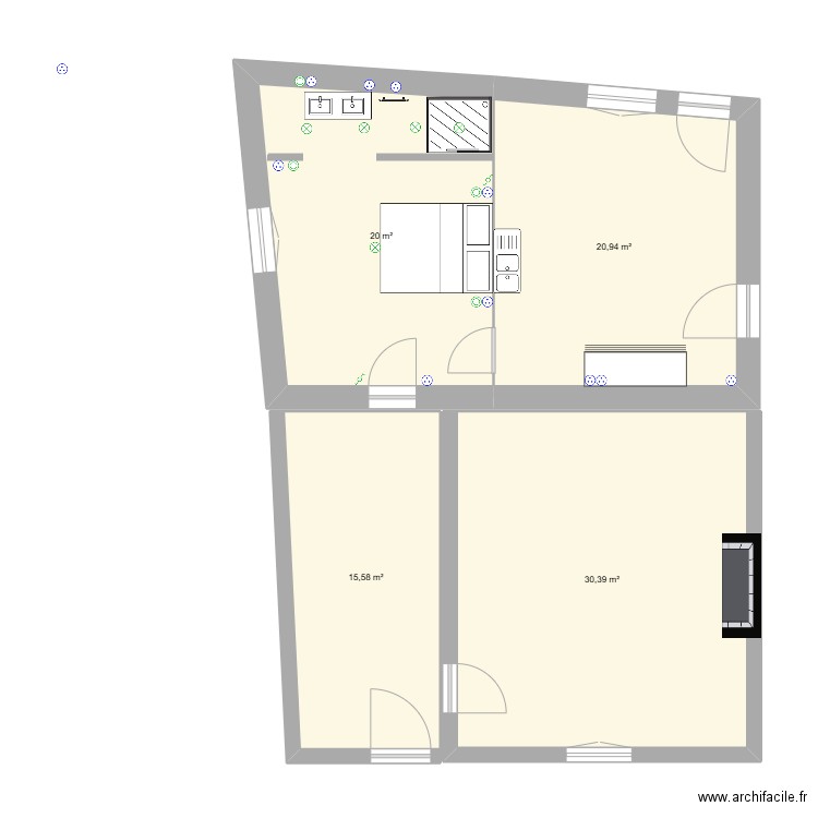 CHAMBRE. Plan de 4 pièces et 87 m2