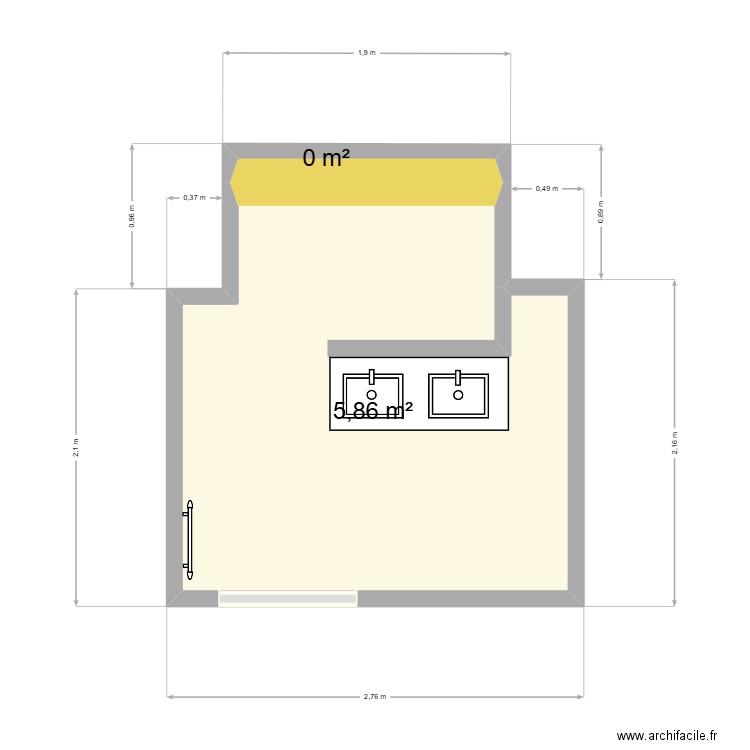 renov salle SDB. Plan de 2 pièces et 6 m2