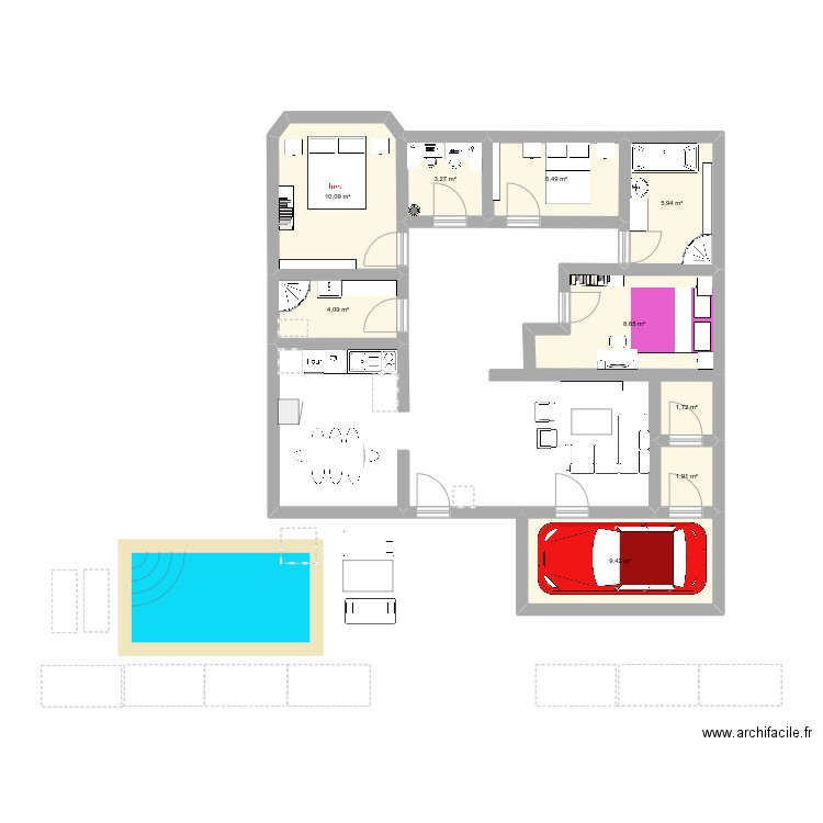 plan maison1. Plan de 9 pièces et 51 m2