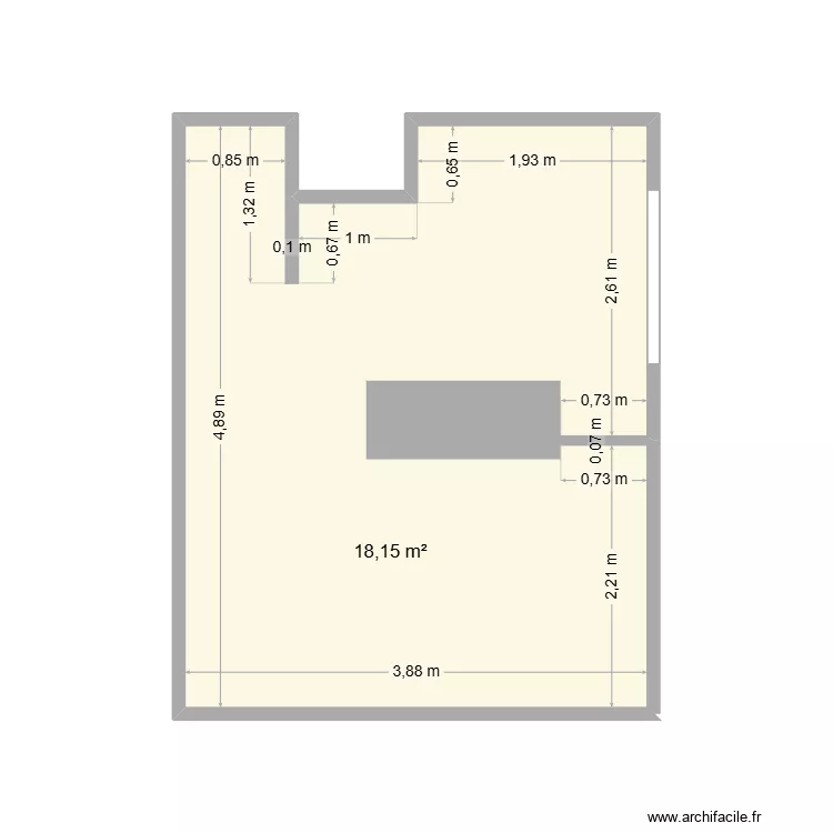 Cuisine. Plan de 1  et 18 m²