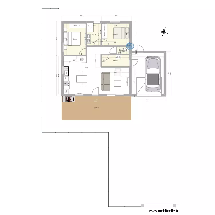 Maison carrée 3. Plan de 5 Pièces et 30 m² Maison carrée 3. Plan de 5 Pièces et 30 m²