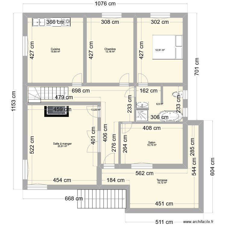 BELVES 1. Plan de 8 pièces et 112 m2