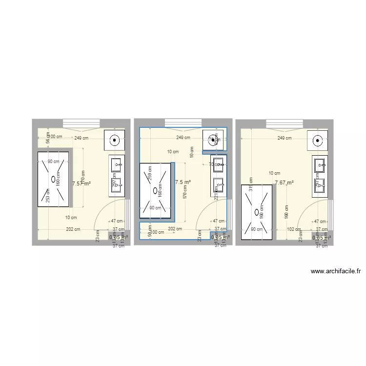 Salle de bain RdC. Plan de 6 et 23 m² Salle de bain RdC. Plan de 6 et 23 m²