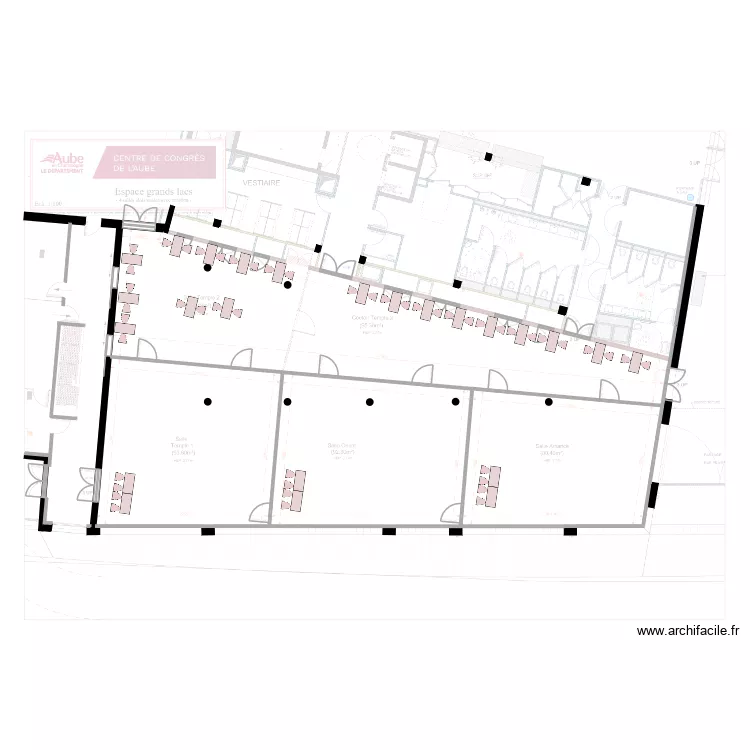 Espace Grands Lacs 3 salles cloisonn&eacute;es. Plan de 