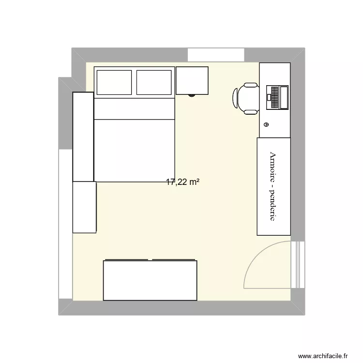 ma chambre. Plan de 1  et 17 m²