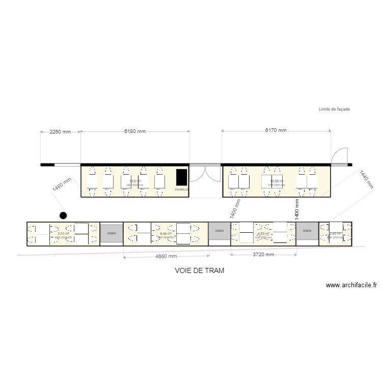 TERRASSE NANCY V1. Plan de 9 pièces et 46 m2