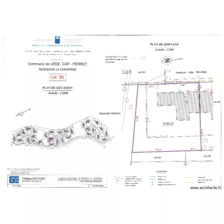 Plan de Bornage Lege. Plan de 