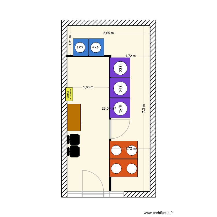 LAVERIE LESPARRE. Plan de 1 pièce et 26 m2