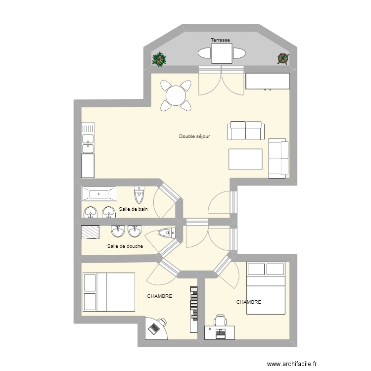 CH DU ROI. Plan de 7 pièces et 62 m2