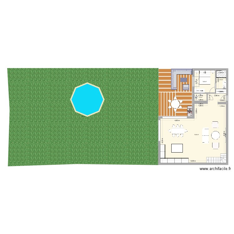 Maison RDC sans travaux. Plan de 5 pièces et 88 m2