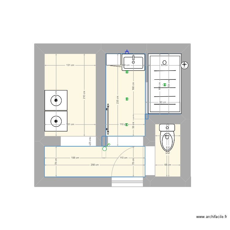 deman. Plan de 3 pièces et 9 m2