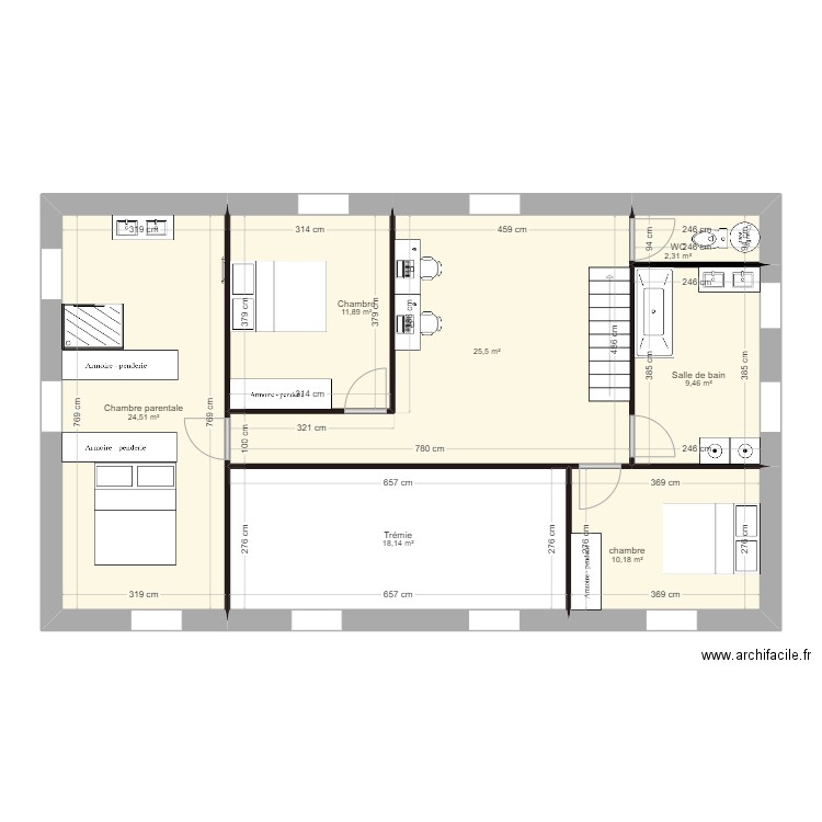 FLV R+1. Plan de 7 pièces et 102 m2