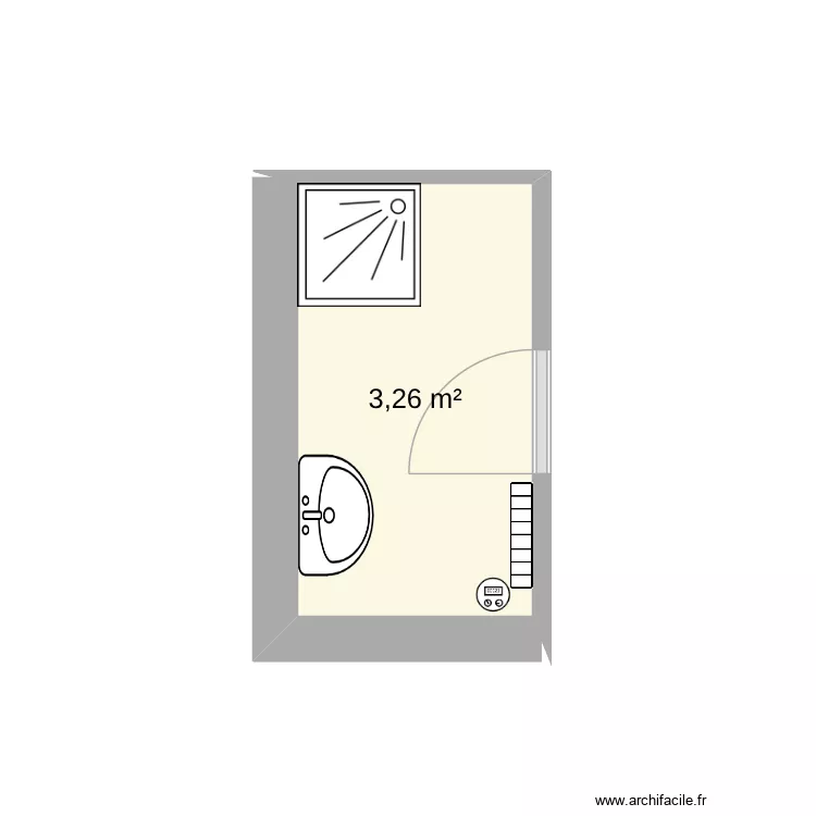 SDB Menetou. Plan de 1  et 3 m²