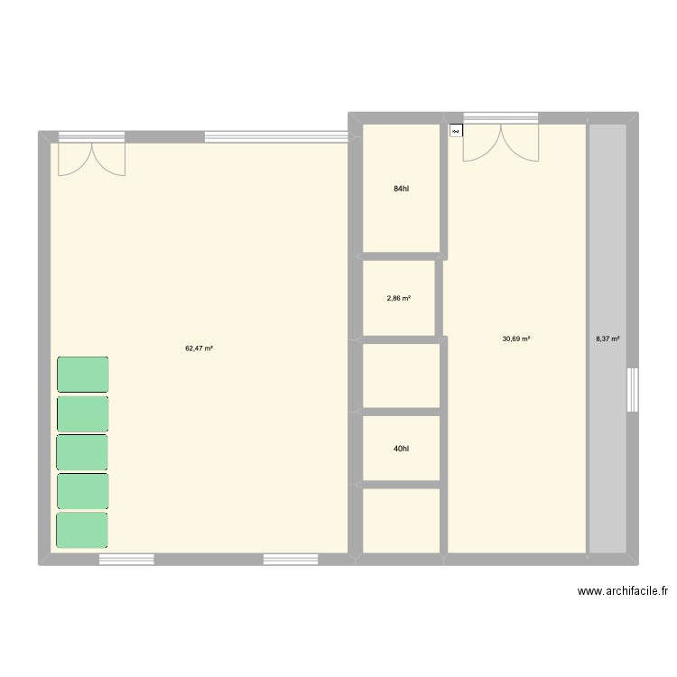 Cave et Stockage. Plan de 6 pièces et 117 m2