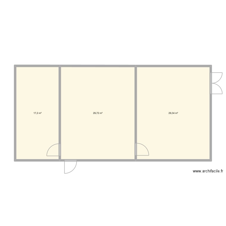 metrologie. Plan de 3 pièces et 76 m2