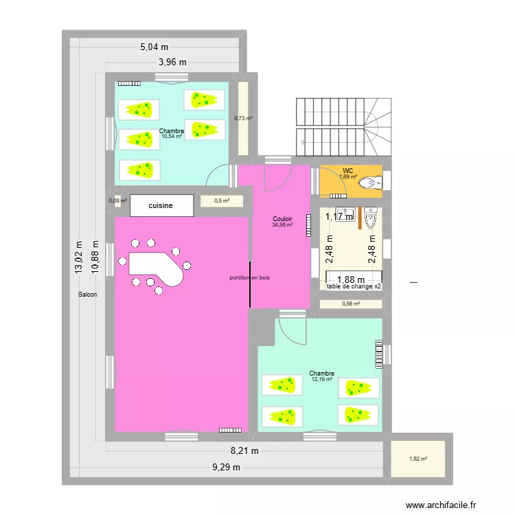 local. Plan de 12  et 95 m²