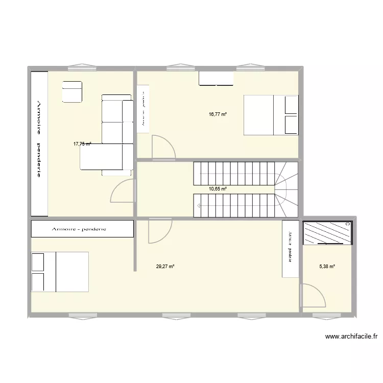Le mans &eacute;tage 1. Plan de 5  et 80 m²