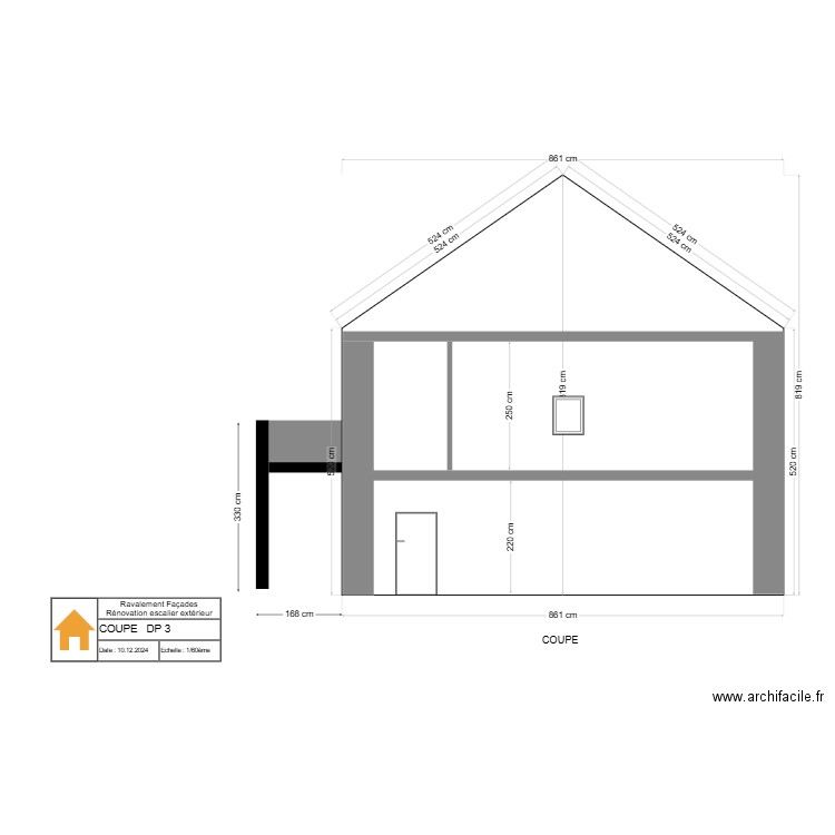 coupe. Plan de 0 pièce et 0 m2