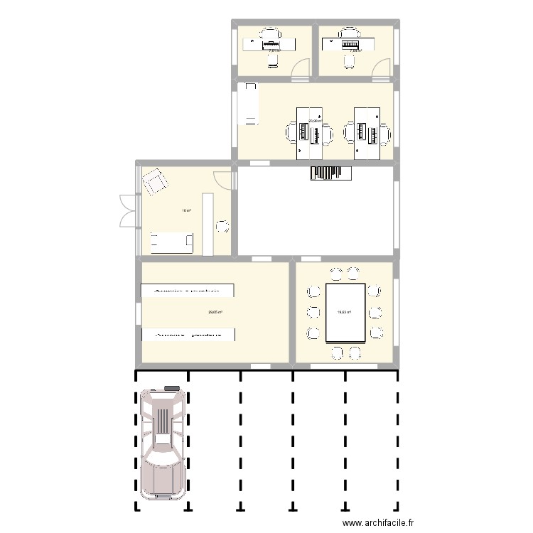 DIR. Plan de 6 pièces et 105 m2