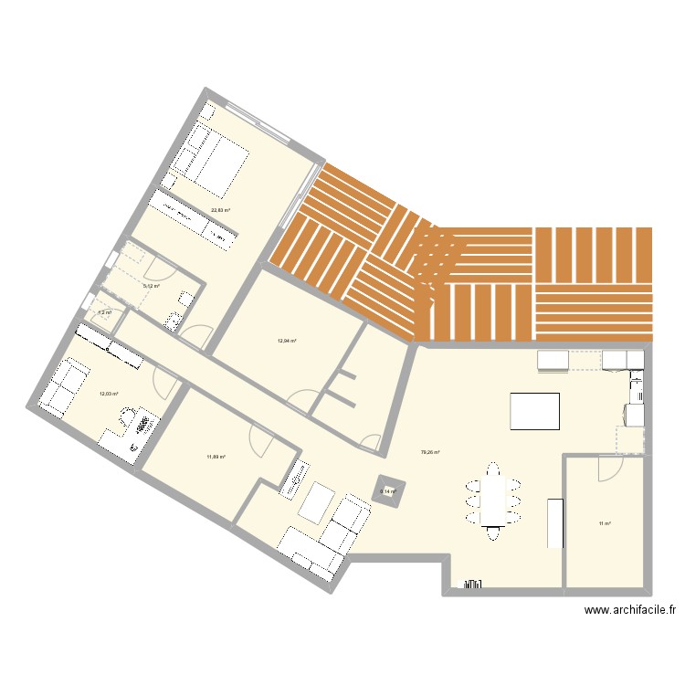 Maison. Plan de 9 pièces et 157 m2