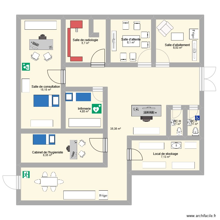 PLAN SALLE DE RADIOLOGIE 2. Plan de 10 pièces et 91 m2